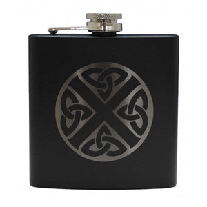 Black Hip Flask wth Celtic Saltire Design