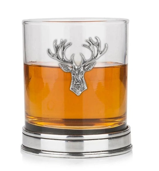 AE WIlliams Stag Whisky Tumbler with Polished Pewter Base