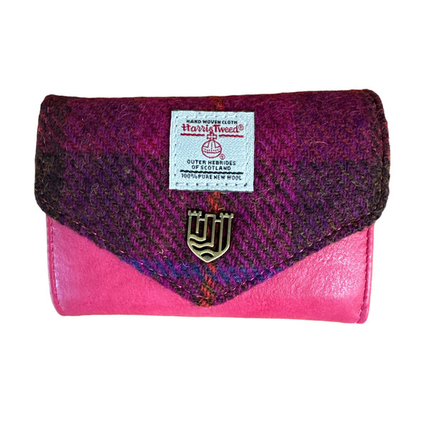 Fuschia  Harris Tweed Clasp Purse.