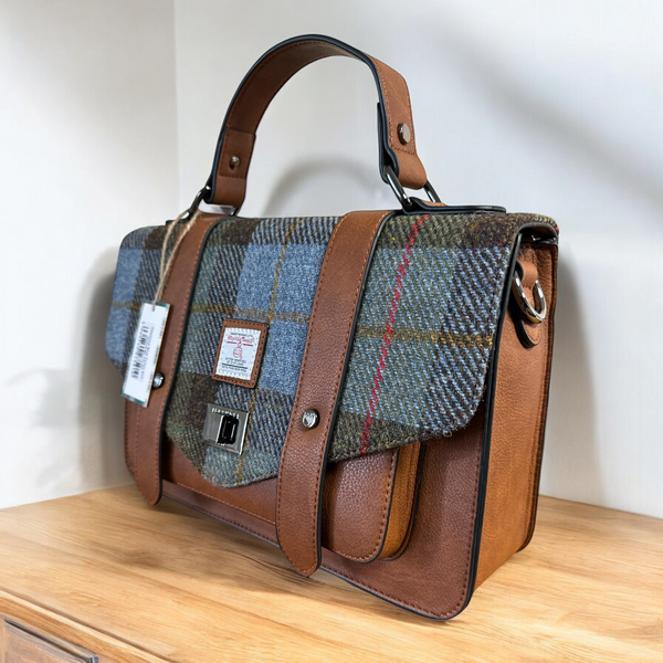 Harris Tweed Large SatchelChestnut Blue