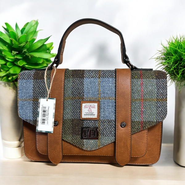 Harris Tweed Large SatchelChestnut Blue