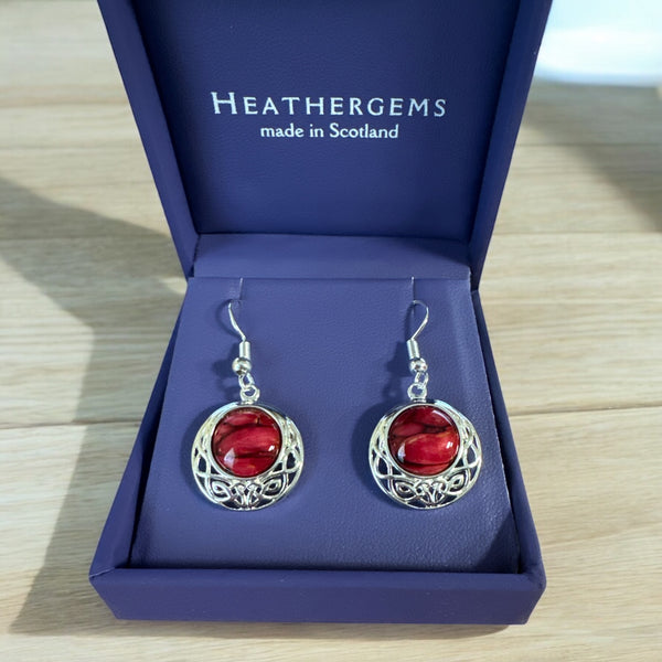 Heathergems  Cormag Celtic Earrings Red