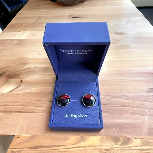 Heathergems Milled  Silver Stud Earrings REDPUR