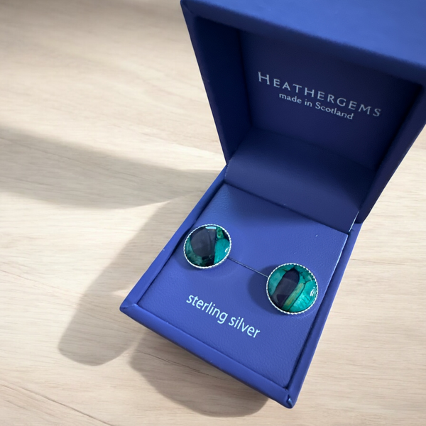Heathergems Round Stud Earings Green