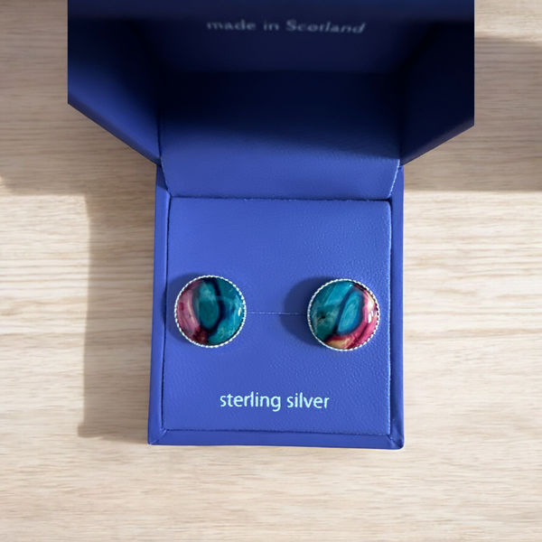 Heathergems Round Stud Earings Green