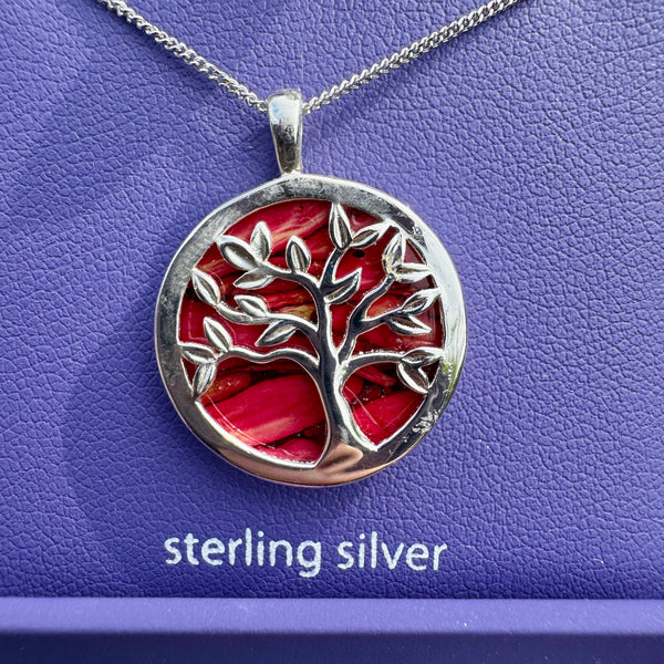 Heathergems Tree of Life Pendant SP437 -RED