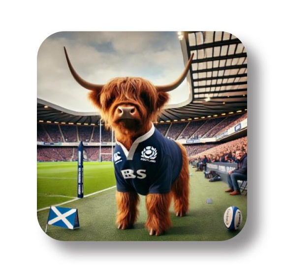 Highland Cow Rugby Coaster