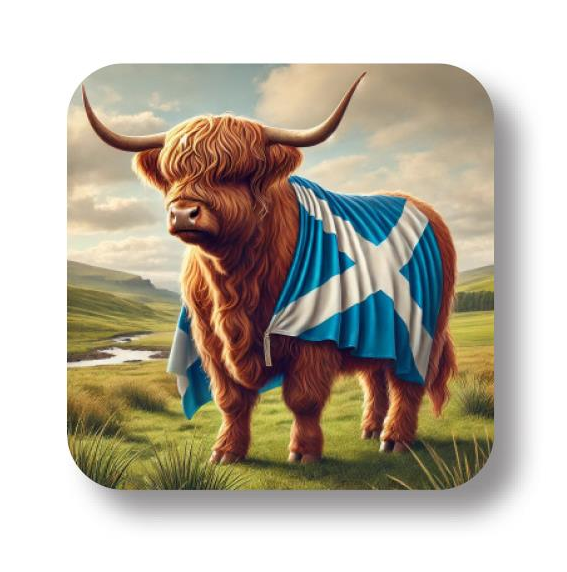Highland Cow Saltire Coaster