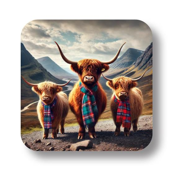 Highland Cow in Glencoe Coaster