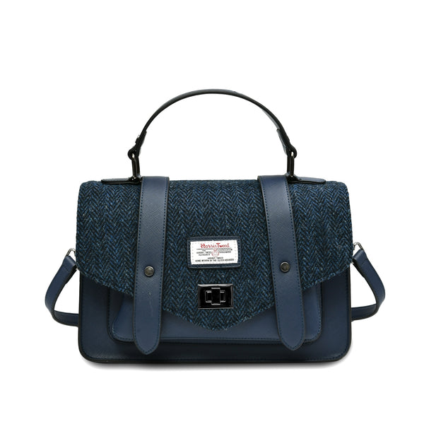 Navy Herringbone Harris Tweed Bag
