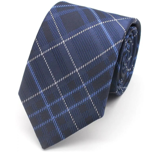 Navy Tartan Check Tie