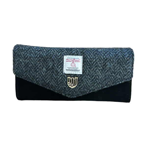 Harris Tweed black herringbone (suede)Purse