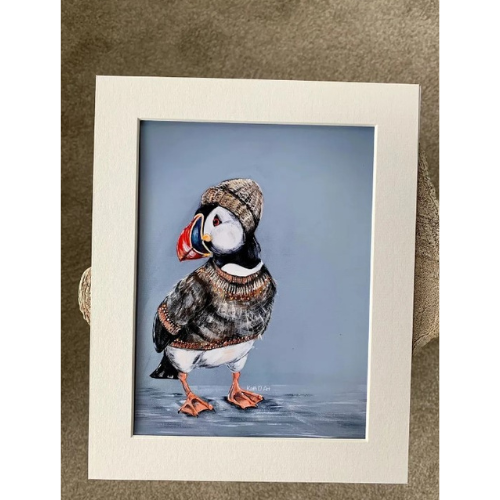 Puffin In a Jumper  mounted picture