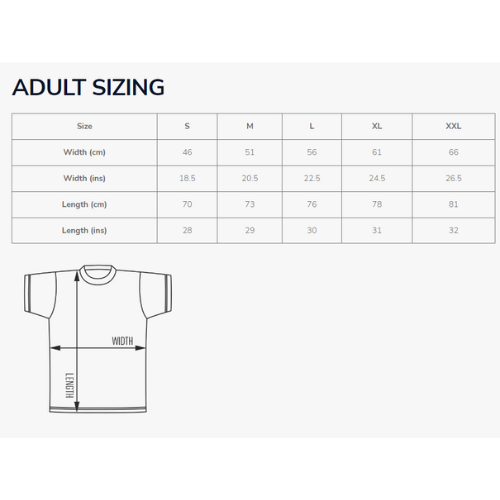 Size Chart for T-shirt