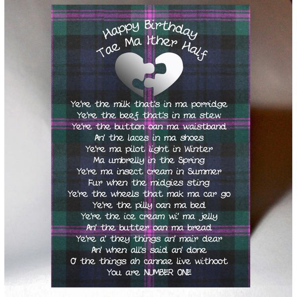 Scottish Card Birthday Ma Ither Half BD54