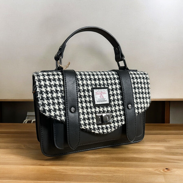 harris Tweed Black and White Dogtooth Handbag