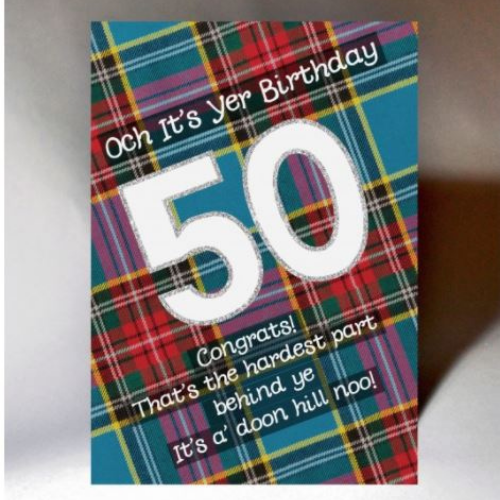 50 Tartan Birthday card