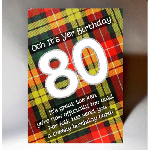 80 Tartan Birthday card
