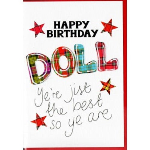 happy birthday doll card