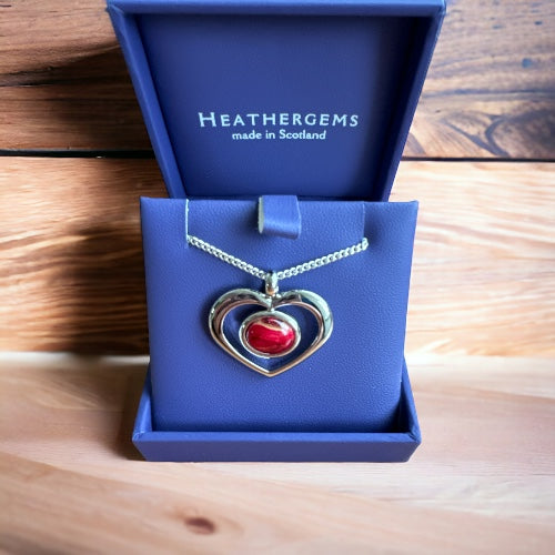 Heathergems Open Heart Heather Pendant Necklace