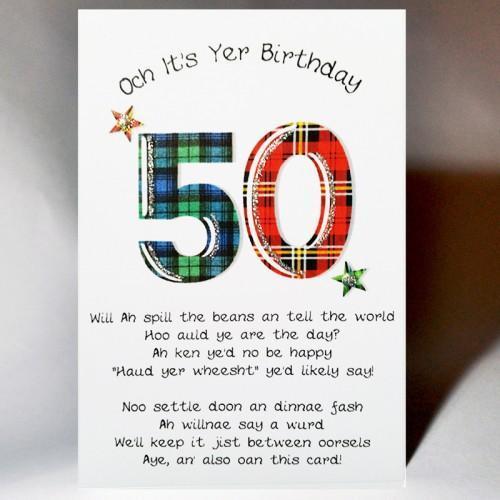 Scottish Tartan 50thPoem  Birthday Card