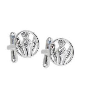 Pierced Thistle Silver Plated Cufflinks KCL42P