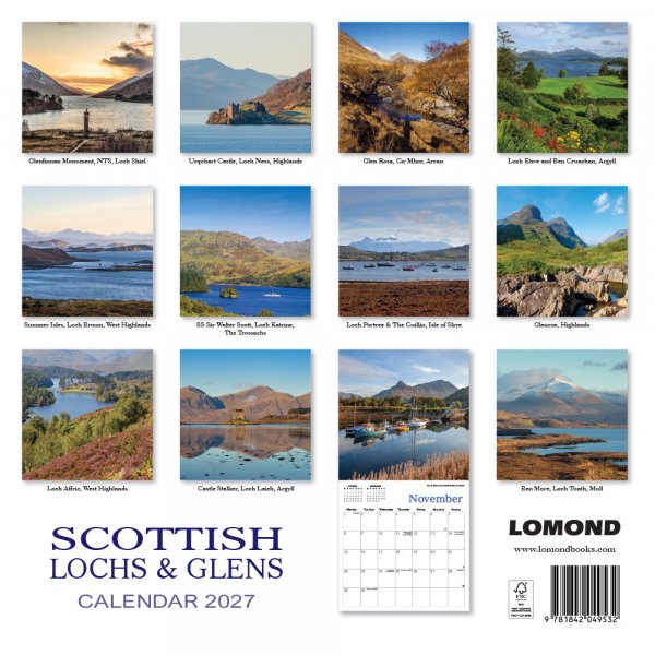 2027 Calendar Scottish Lochs and Glens