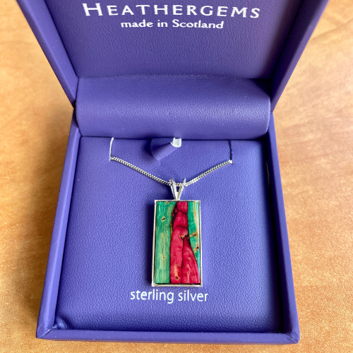 Heathergems Silver Rectangle Pendant Necklace SP430