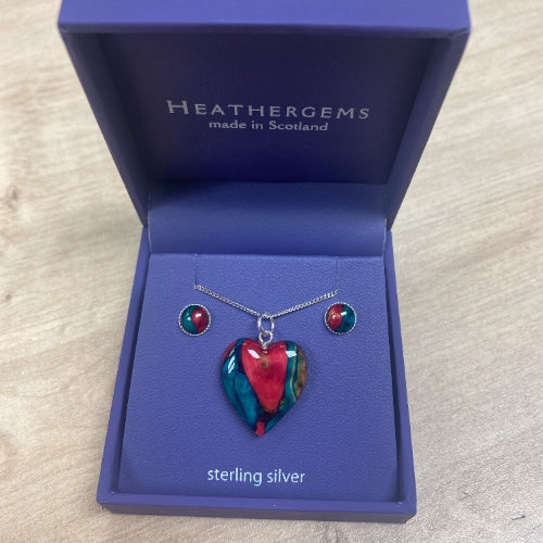 Heathergems Heart Pendant and Earring Set SPE202