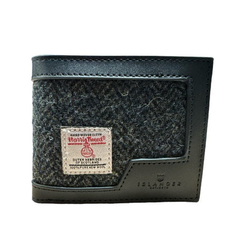 Harris Tweed Black and Grey Herringbone wallet