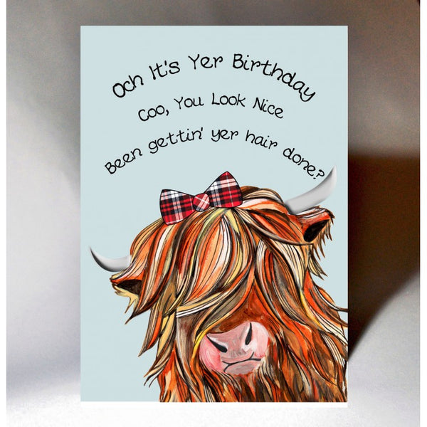 Scottish Birthday Card Hairdo Coo BD41
