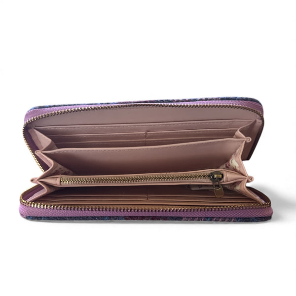 9630 Harris Tweed Pink and Blue Check Purse Inside