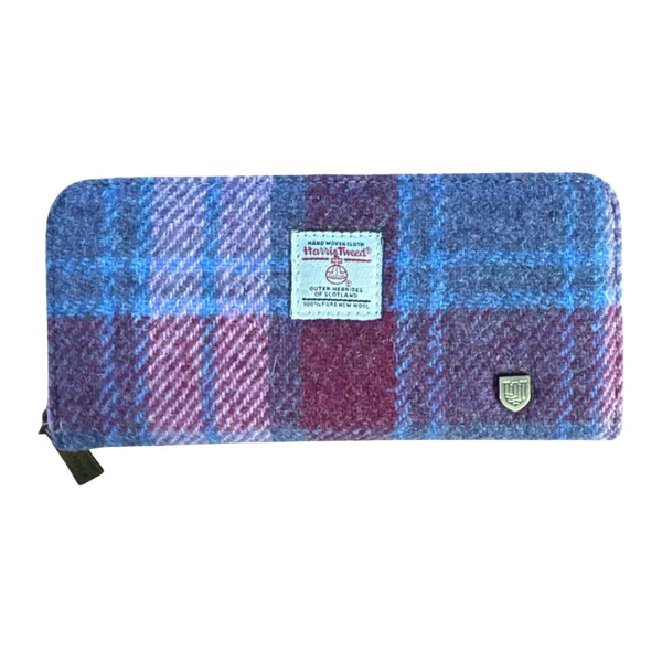9630 Harris Tweed Pink and Blue Check Purse