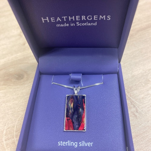 Heathergems Silver Rectangle Pendant Necklace SP430