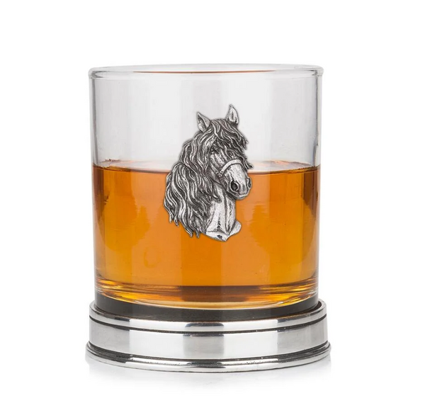 AE Williams Horse Whisky Tumbler with Polished Pewter Base