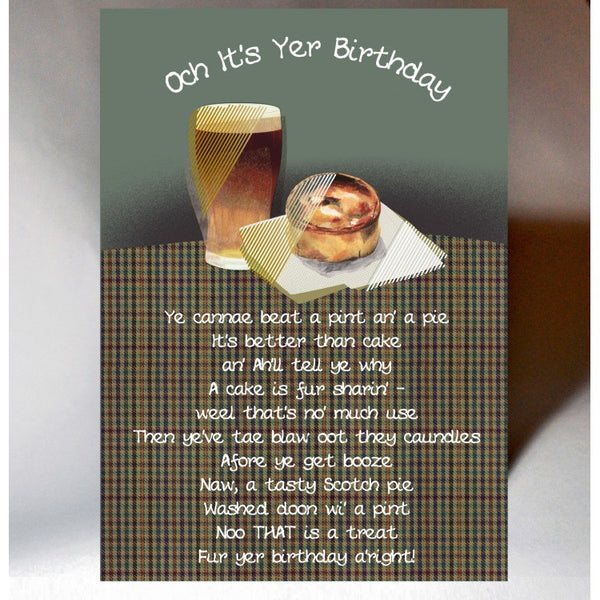 Scottish Birthday Card Pint an a' Pie BD138