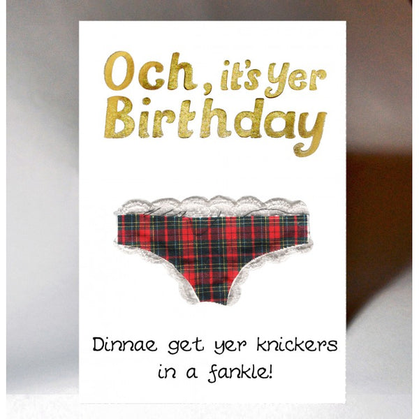 Scottish Birthday Card Knickers in a Fankle BD174