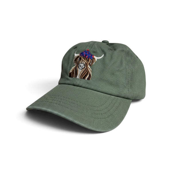 Baseball Cap Highland Cow Green