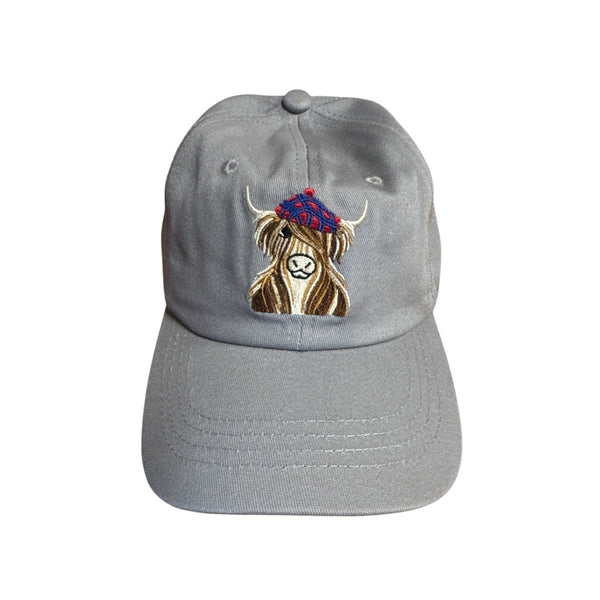 Baseball Cap Highland Cow Grey