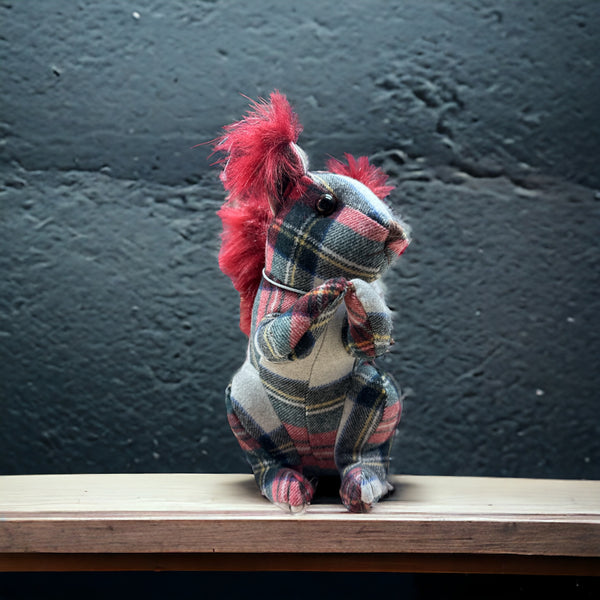 Berry Squirrel tartan Doorstop Dora Designs