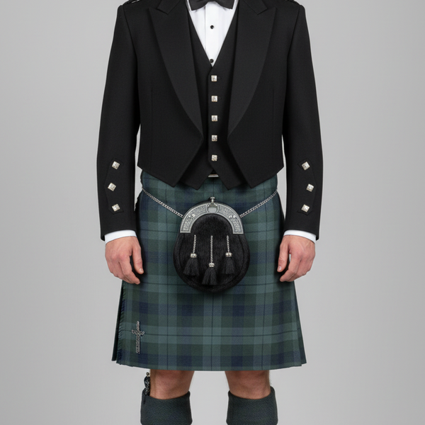 Black Dress Sporran with Genuine Black Leather Made IN Scotland