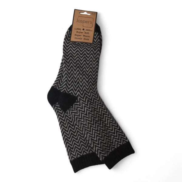 Black Herringbone Mens Socks