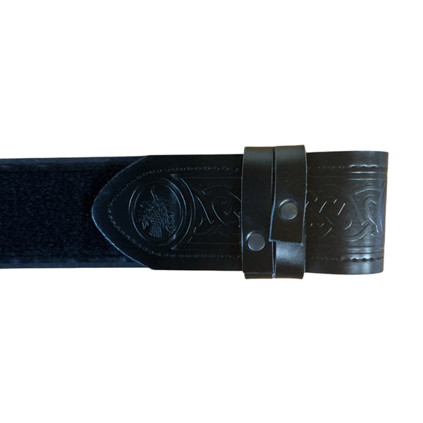 Black Thistle Leather Adjustable Kilt Belt