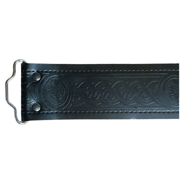Black Thistle Leather Adjustable Kilt Belt