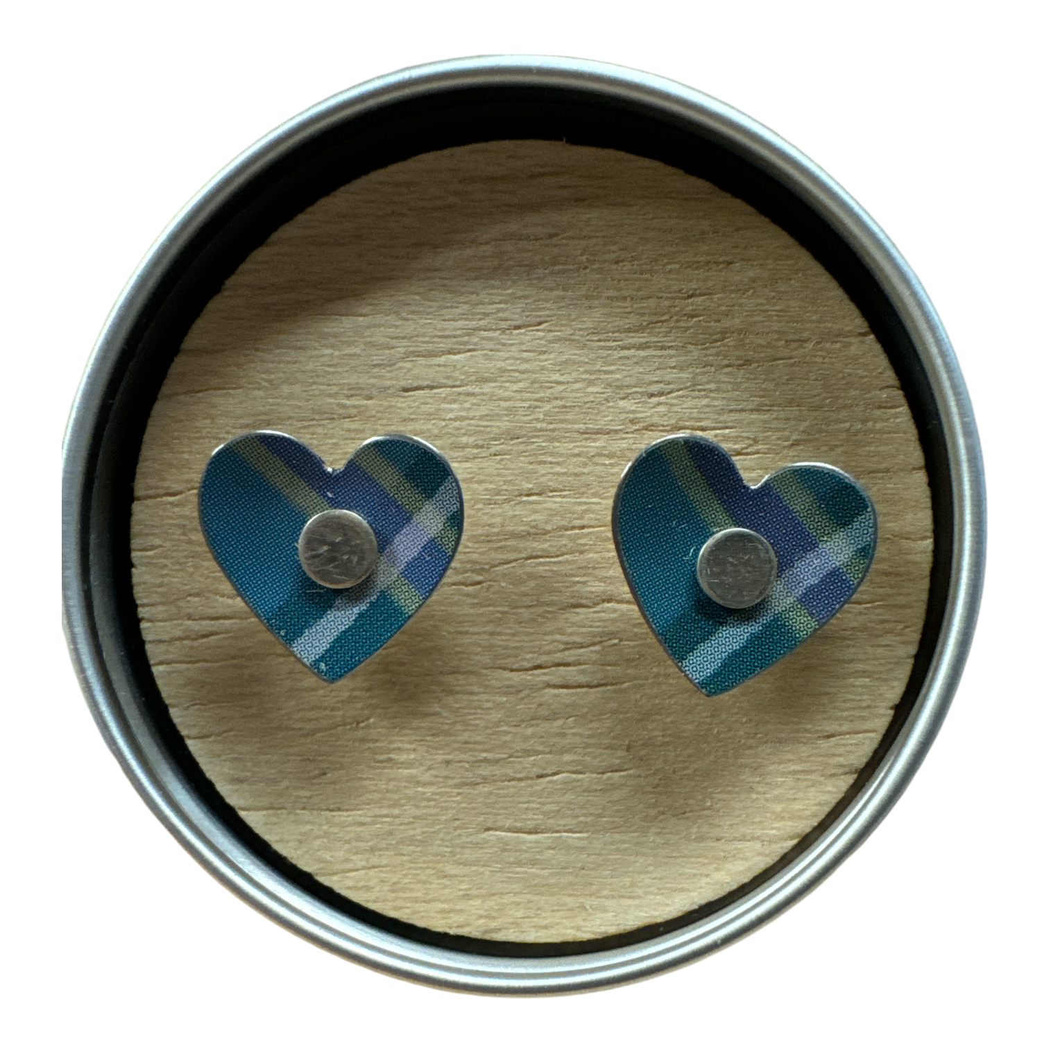 Blue Tartan Stud Earing