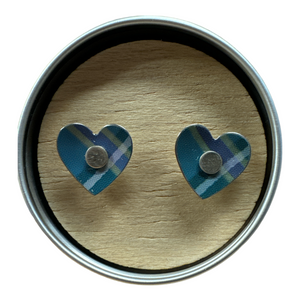 Blue Tartan Stud Earing