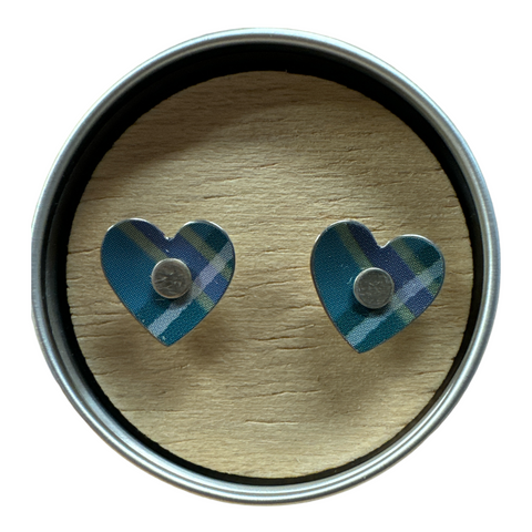 Blue Tartan Stud Earing