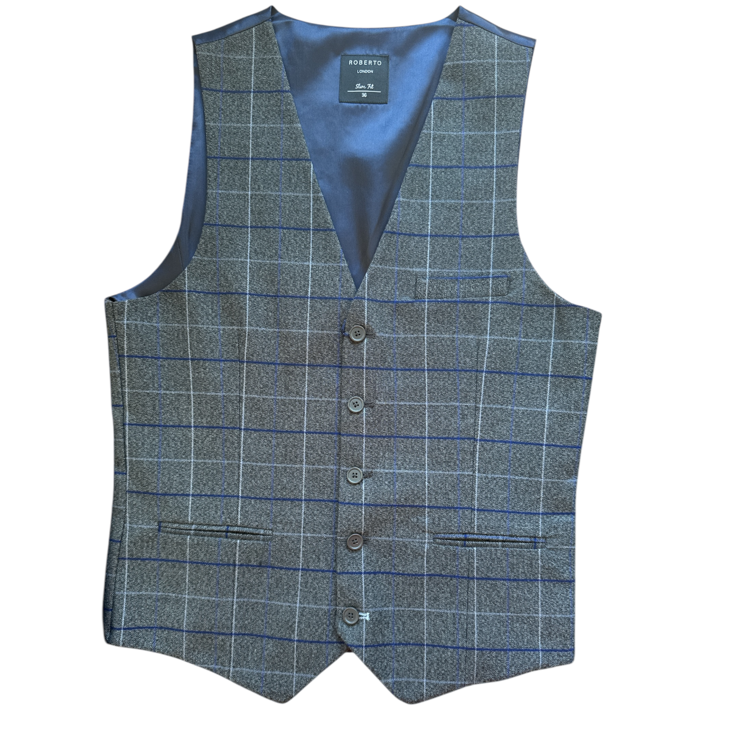 Blue Grey Tweed Waistcoat