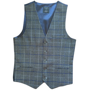 Blue Grey Tweed Waistcoat
