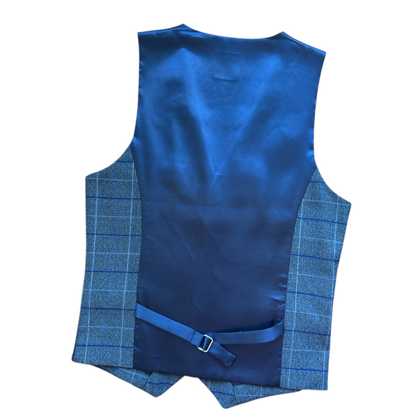 Blue Grey Tweed Waistcoat 